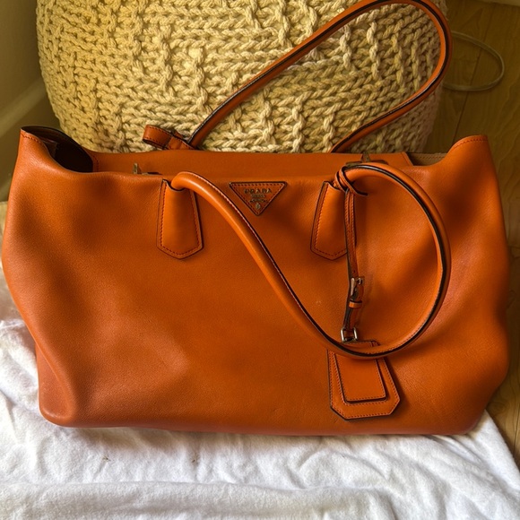 Prada Handbags - Prada Orange Leather Bag